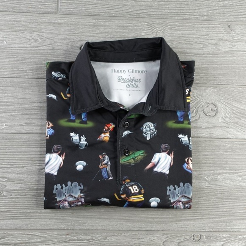 Happy Gilmore x Breakfast Balls RSVLTS Polo Shirt Men's Small All‎ Over Print